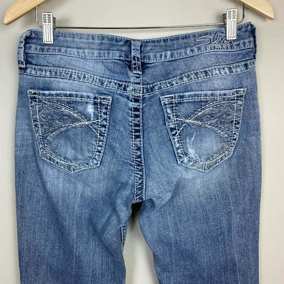 Silver Jeans Eden Low Rise Bootcut Distressed Light Wash Denim Stretch - Picture 6 of 11